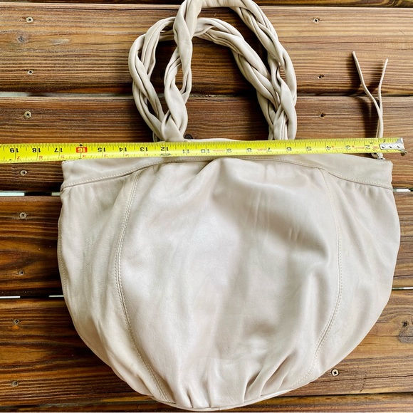 Furla Braided Double Handle Leather Hobo Slouchy Bag in grey EUC - Picture 12 of 17